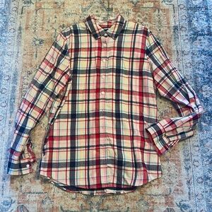 Lands' End Women's Flannel Plaid Button Down Shirt